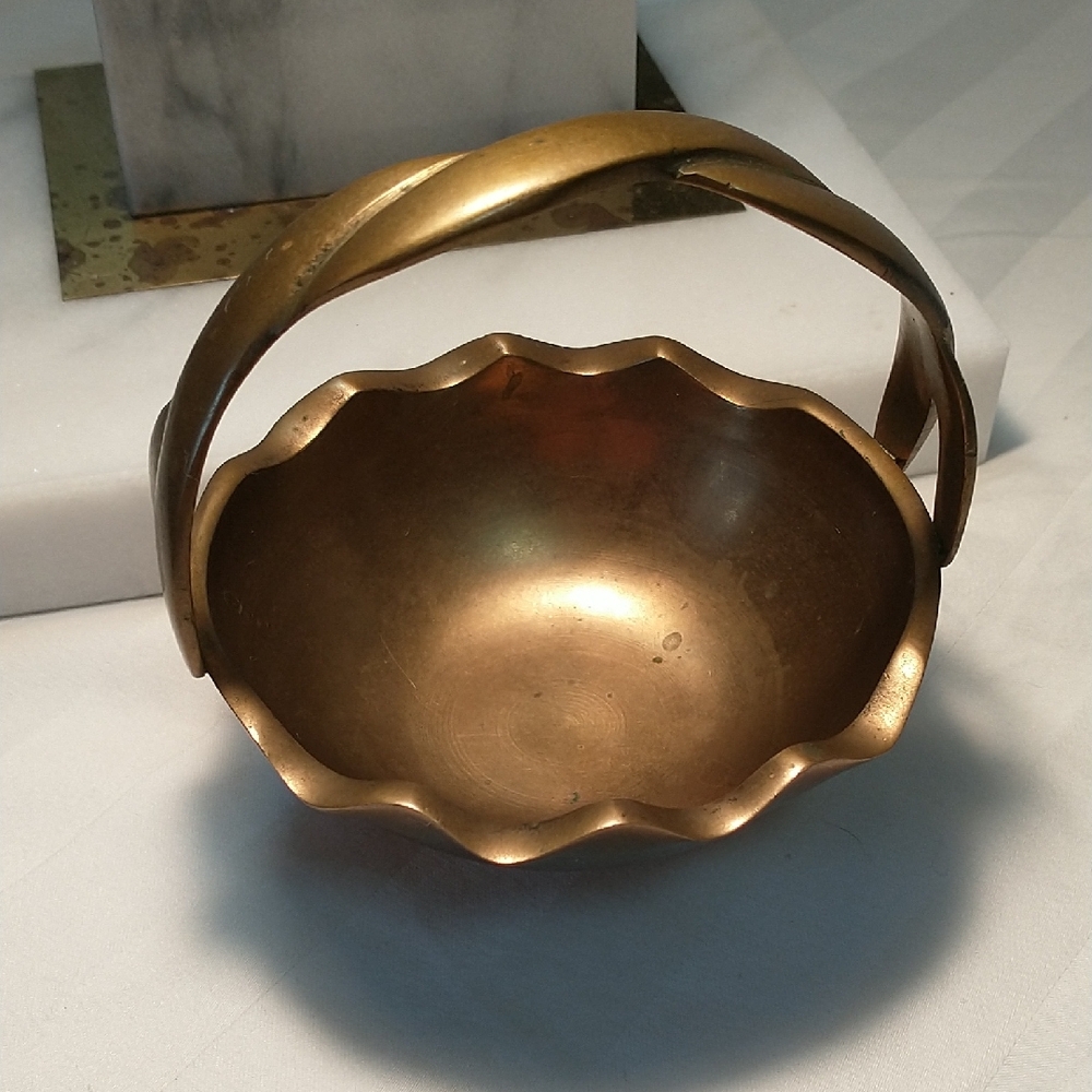 Brass Basket with Braided handle